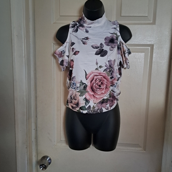 Gaze cold Shoulder Floral blouse size medium - Picture 1 of 4